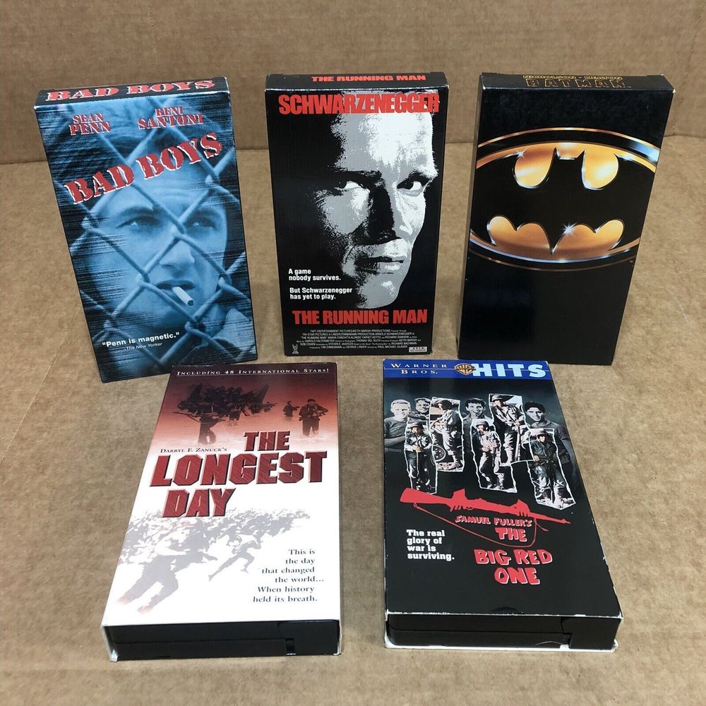 Vintage VHS Tapes 5 Action Theme Movies, Slim Case, Batman, Fighting